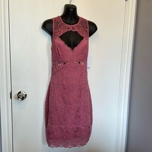 Guess Lace Dress,New, Royal Mauve looks like Rose colour, peek a boo, lace inset